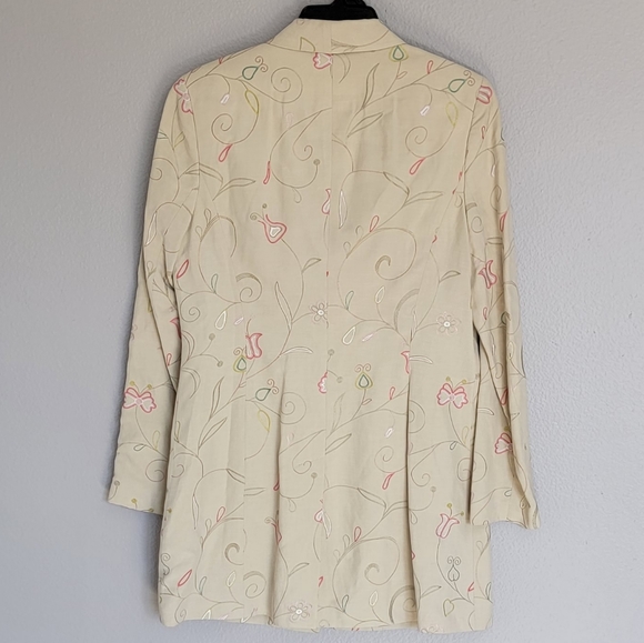 GRACE DANELEWIS EMBROIDERED SILK& LINEN BLAZER SKIRT SUIT SET/Size 6 - Picture 4 of 15